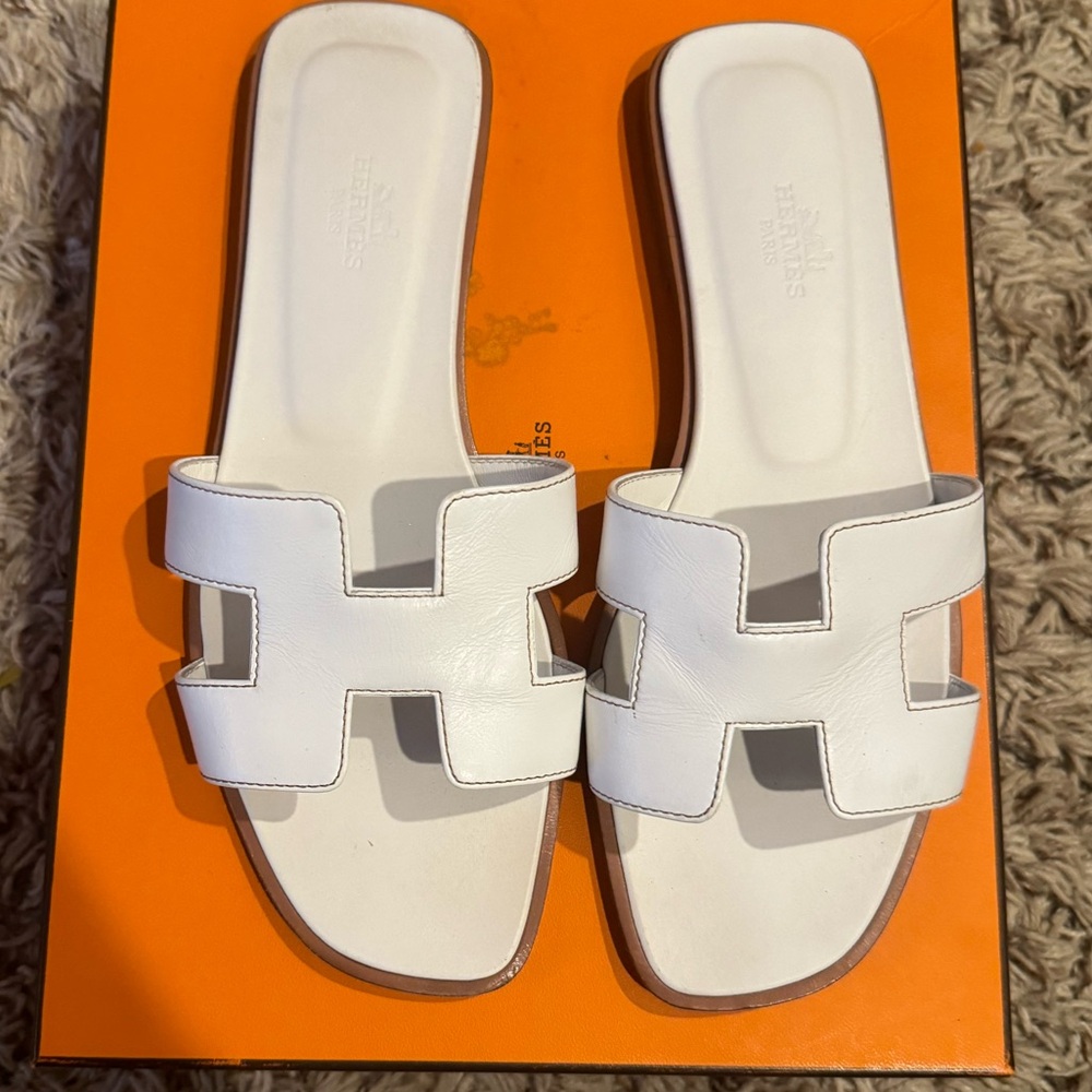 Hermes Sandals Blanc 37 1/2